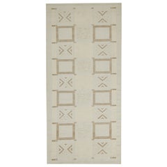 Rug & Kilim’s Scandinavian style Kilim in White & Beige-Brown Geometric Patterns