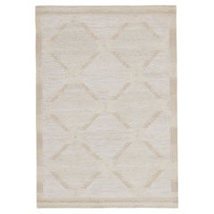 Rug & Kilim’s Scandinavian Style Kilim in White & Beige Diamond Lattice Pattern