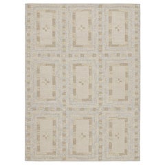 Rug & Kilim’s Scandinavian Style Kilim in White with Beige Geometric Patterns