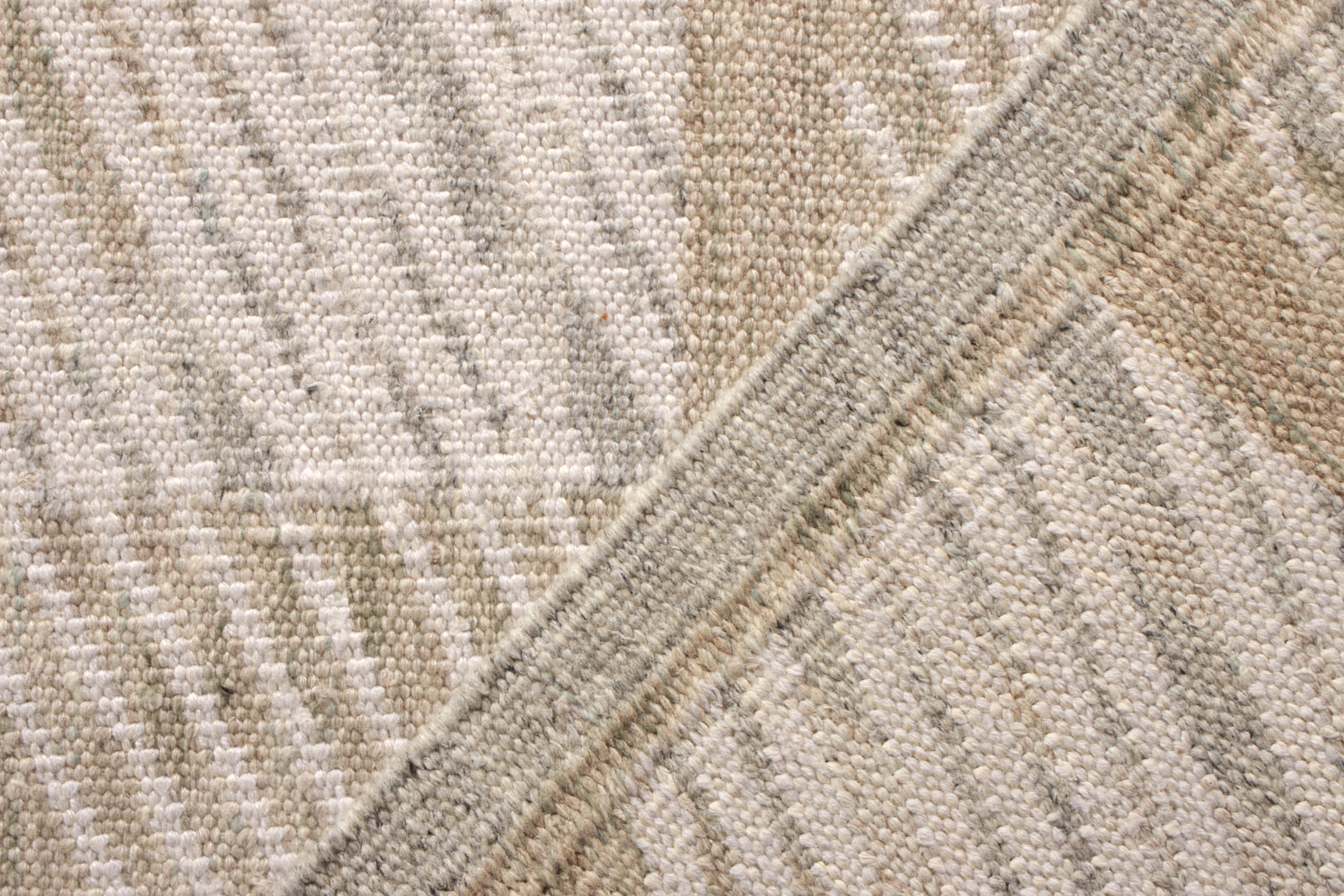 Hand-Knotted Rug & Kilim’s Scandinavian Style Kilim Rug, Beige-Brown White Geometric Pattern