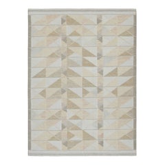 Rug & Kilim's skandinavischer Kilimteppich, Beige-Elfenbein mit geometrischen Mustern