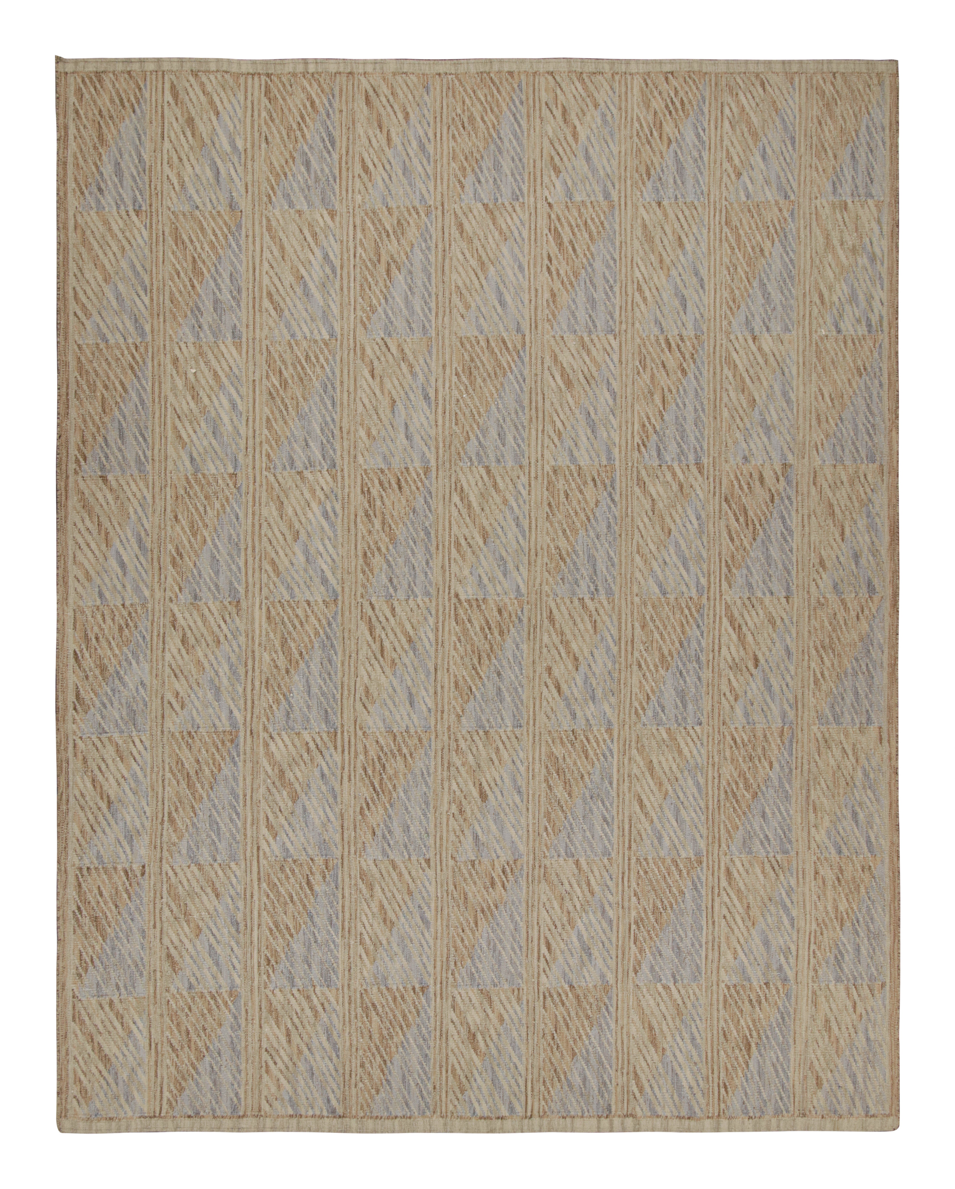 Rug & Kilim’s Oversized Scandinavian Style Rug in Beige-Brown Geometric Patterns