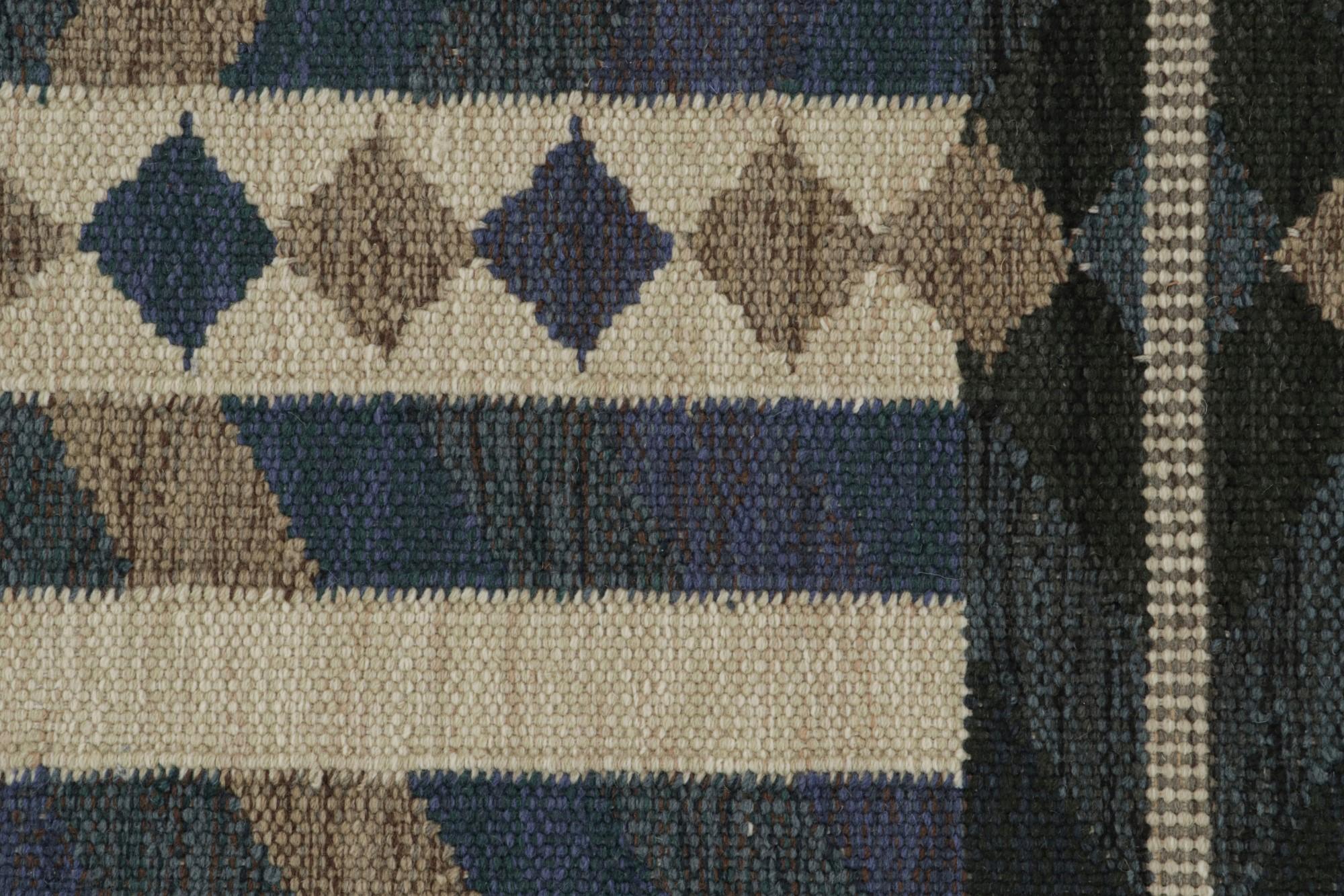 Rug & Kilim’s Scandinavian Style Kilim Rug Design in Beige-Brown Patterns In New Condition For Sale In Long Island City, NY