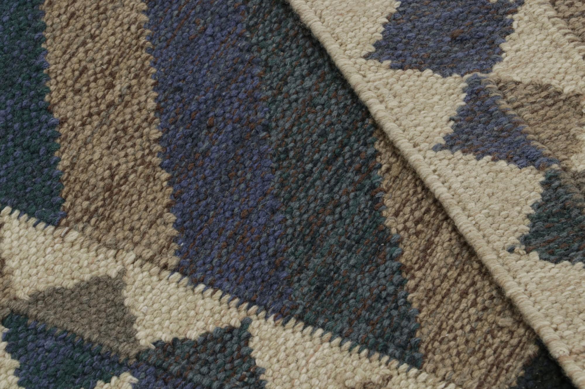 Contemporary Rug & Kilim’s Scandinavian Style Kilim Rug Design in Beige-Brown Patterns For Sale