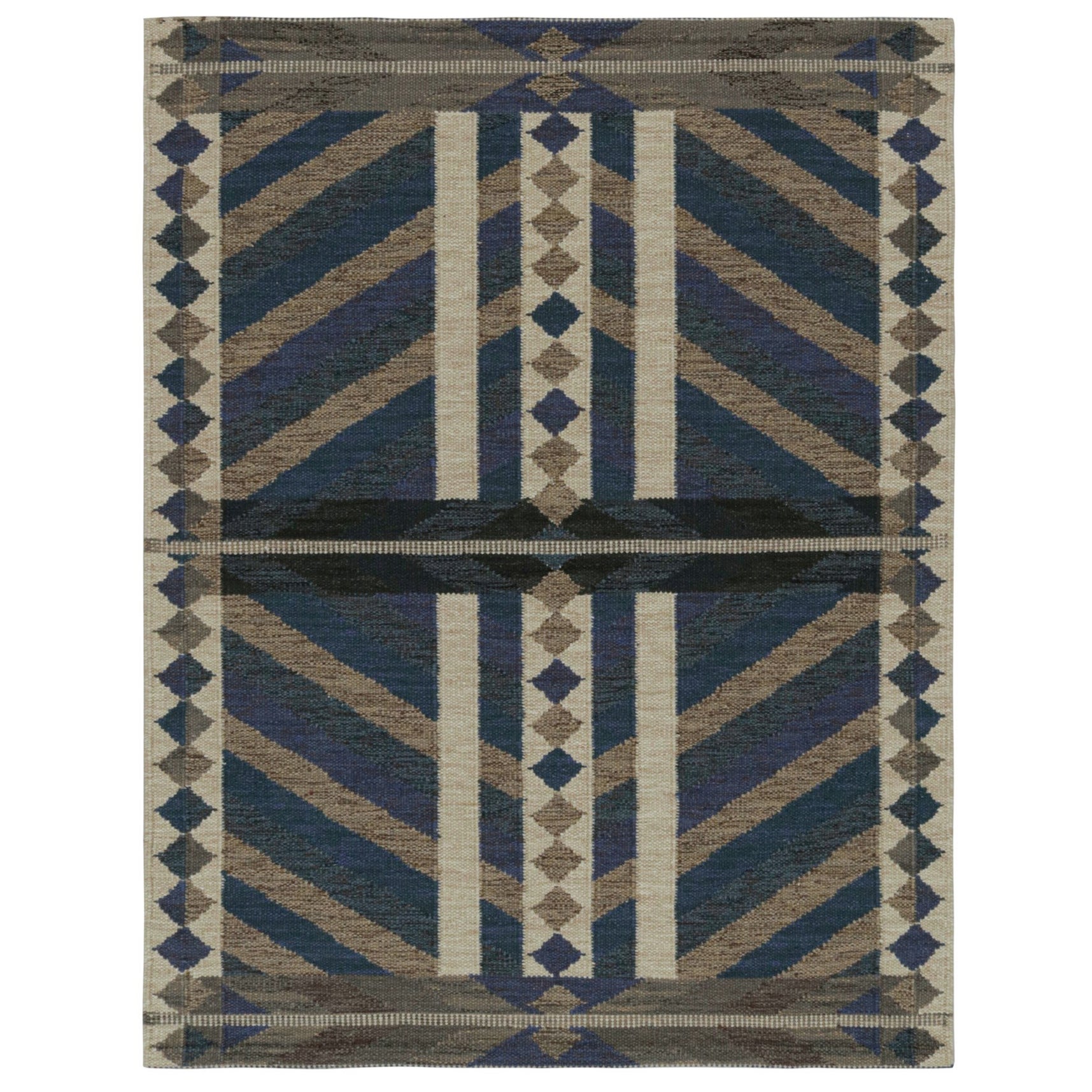 Rug & Kilim’s Scandinavian Style Kilim Rug Design in Beige-Brown Patterns