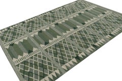 Rug & Kilim’s Scandinavian Style Kilim Rug Design in Green & Beige Patterns