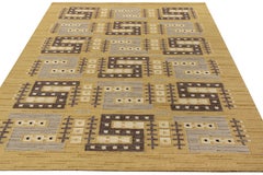 Rug & Kilim’s Scandinavian Style Kilim Rug, Gold, Beige-Brown Geometric Pattern