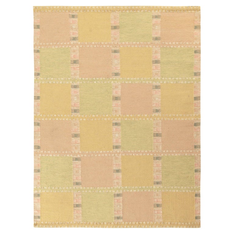 Rug and Kilim’s Scandinavian Style Kilim Rug Green, Yellow, Pink