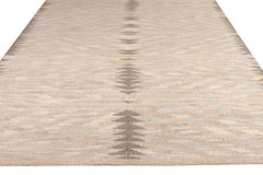 Rug & Kilim’s Scandinavian style Kilim Rug in Beige and Blue Geometric Pattern