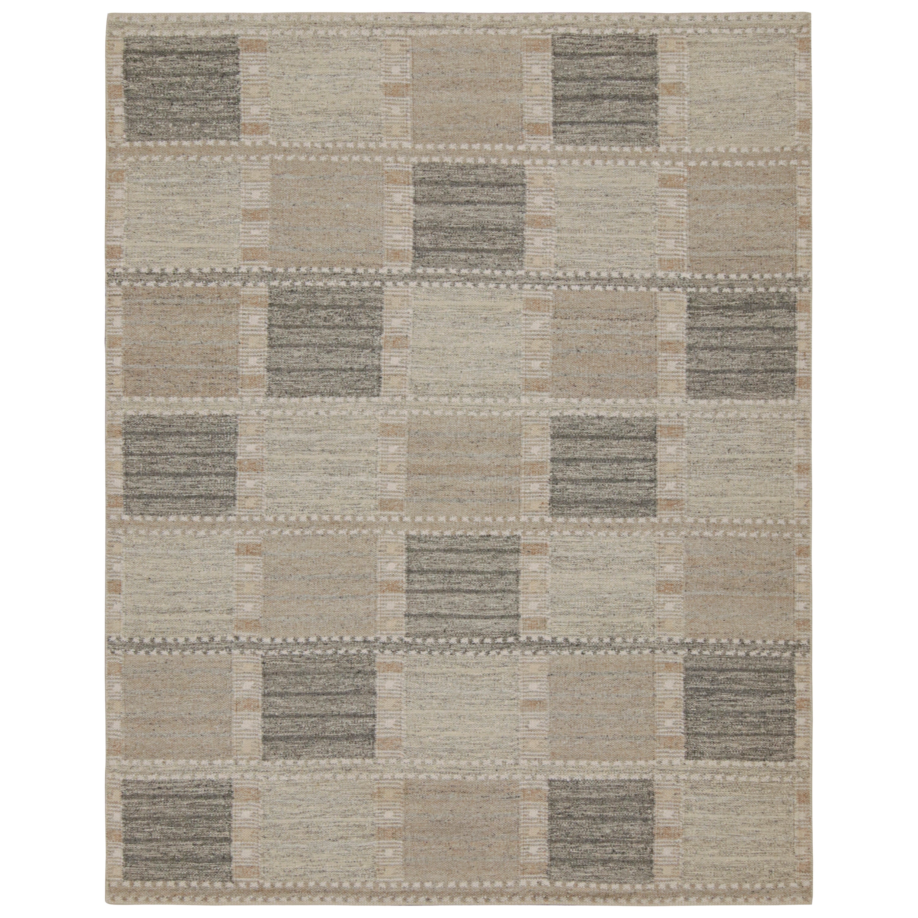 Rug & Kilim: Tappeto Kilim in stile scandinavo con motivi geometrici beige e grigi