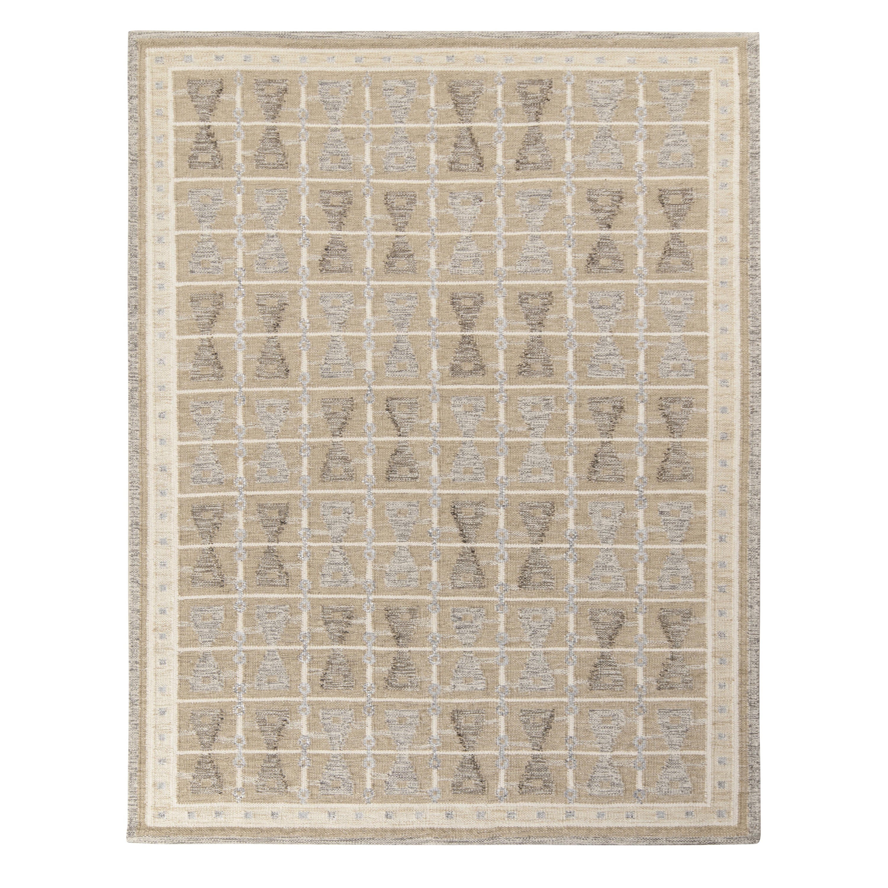 Teppich & Kilims Kelim-Teppich im skandinavischen Stil in Beige-Braun mit geometrischem Muster