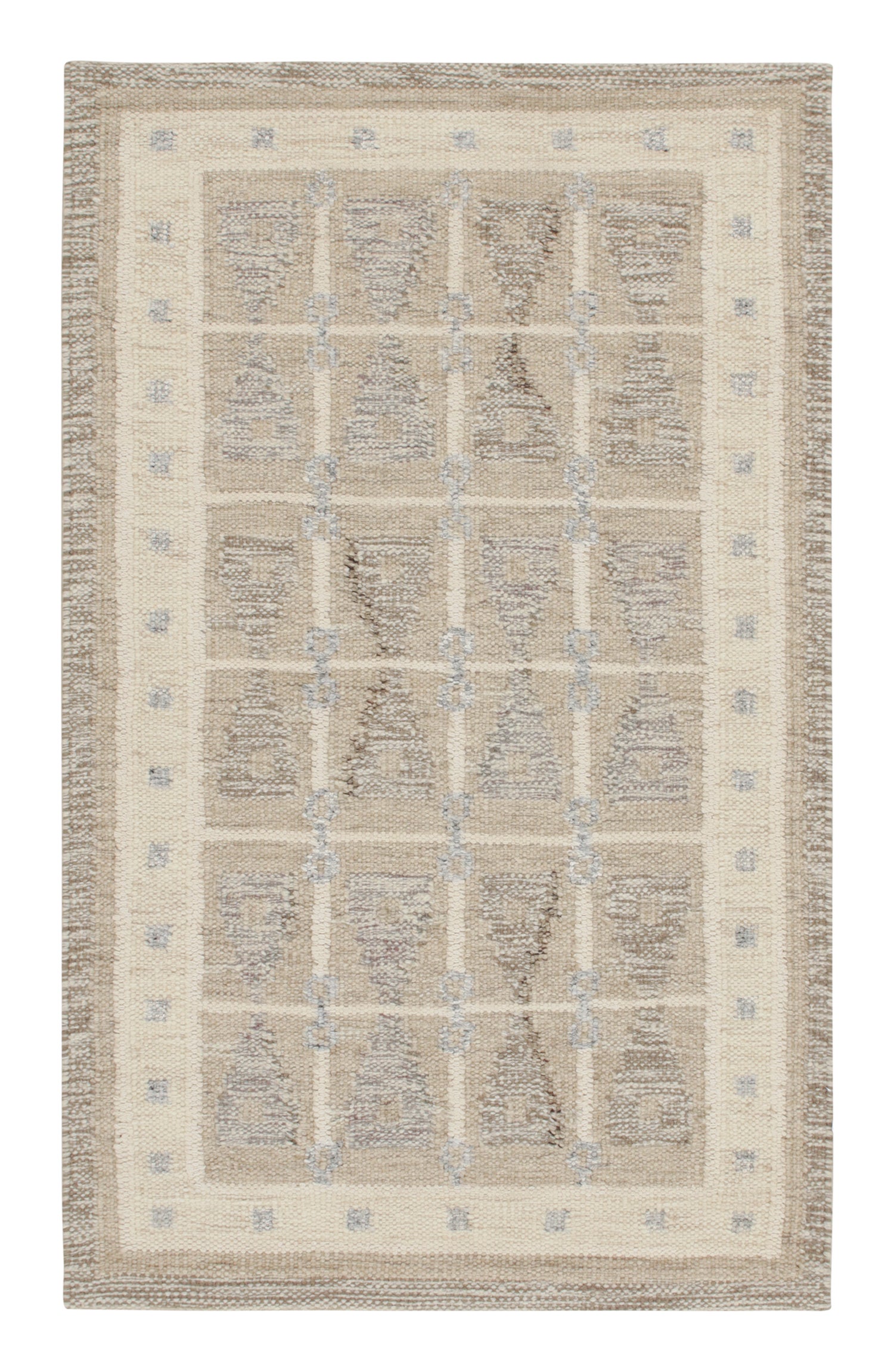 Rug & Kilim - Tappeto Kilim in stile scandinavo con motivo geometrico beige-marrone