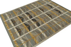 Rug & Kilim’s Scandinavian Style Kilim Rug in Beige-Brown & Gold Geometric Patte