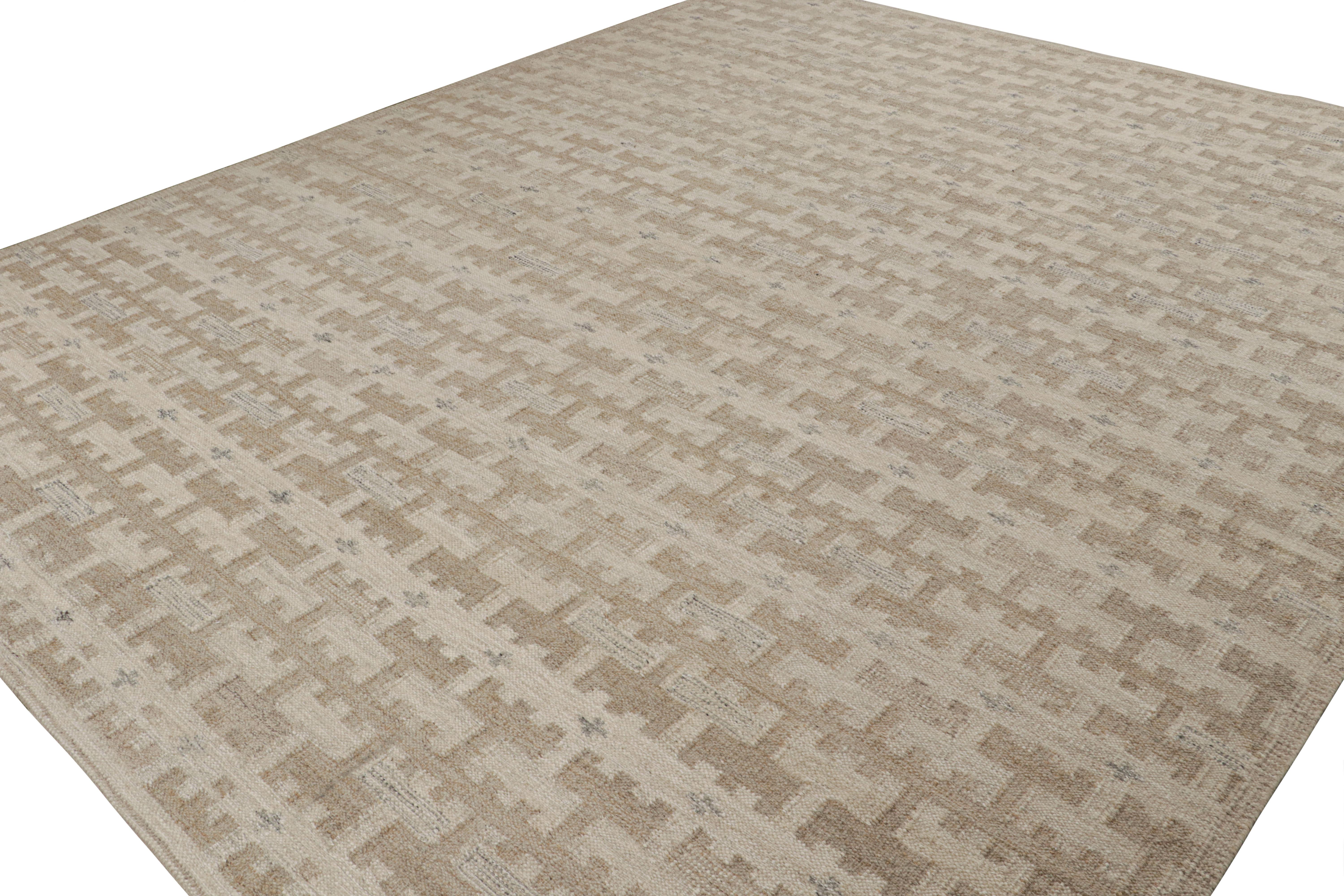 Dieser 12x14 Kilim-Teppich ist aus der Flachgewebe-Linie der skandinavischen Teppichkollektion von Rug & Kilim. Das aus Wolle, Baumwolle und natürlichen Garnen handgewebte Design ist eine moderne Interpretation der Teppiche Rollakan und Rya im