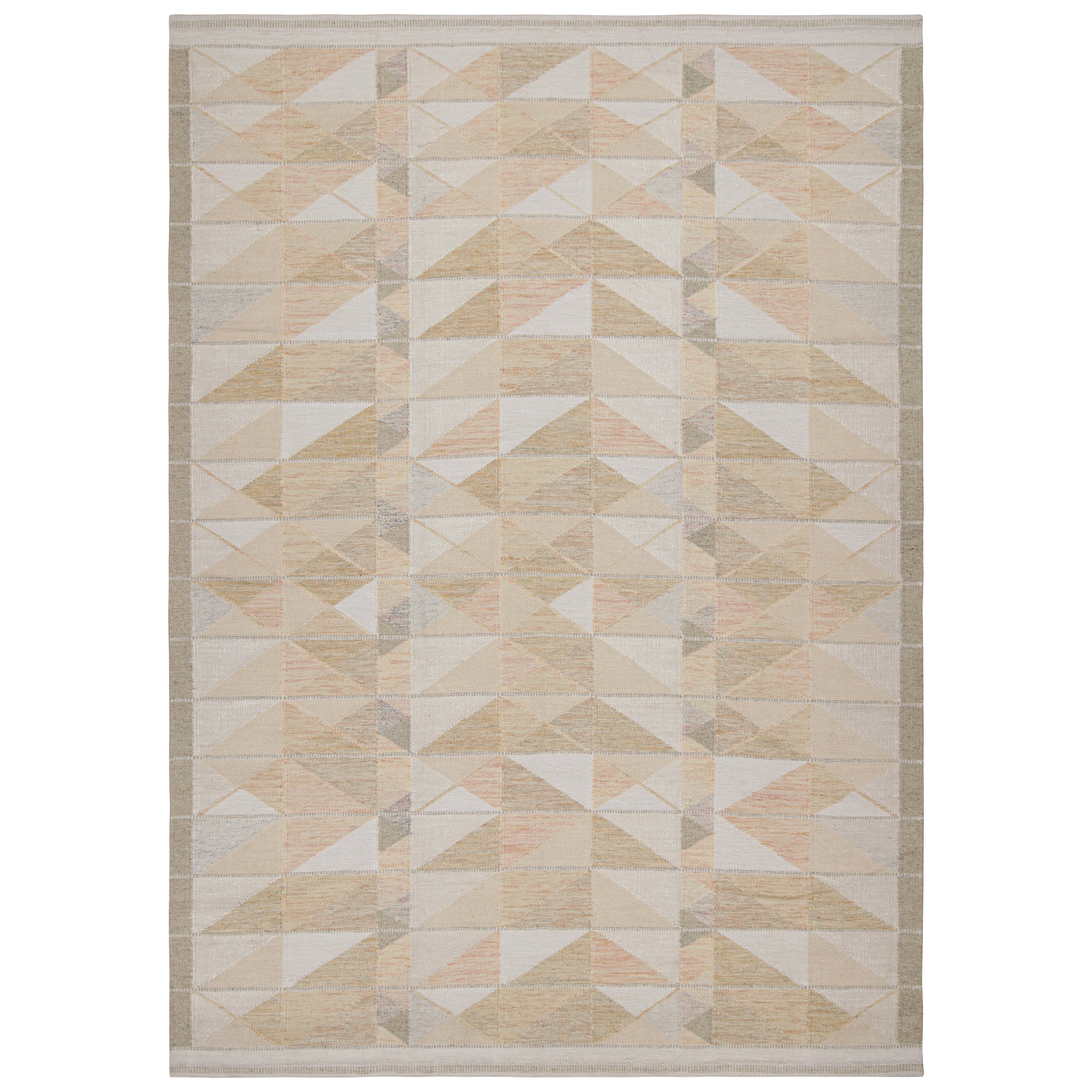Rug & Kilim’s Scandinavian Style Kilim Rug in Beige-Brown Patterns