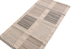 Rug & Kilim’s Scandinavian Style Kilim Rug in Beige Gray Geometric Pattern