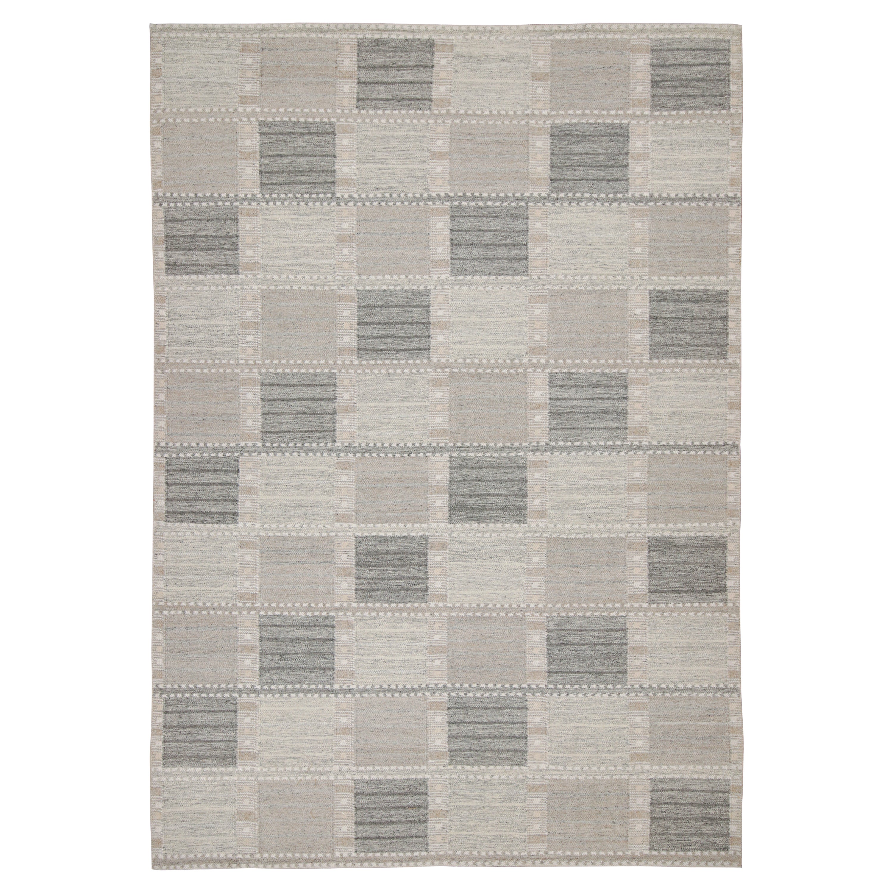 Rug & Kilim: Tappeto Kilim in stile scandinavo con motivi geometrici beige e grigi