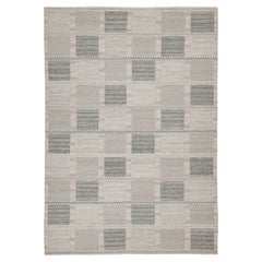 Rug & Kilim’s Scandinavian Style Kilim Rug in Beige & Gray Geometric Patterns