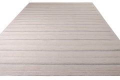 Teppich & Kilims, skandinavischer Kelim-Teppich im Beige-Grau-Streifenmuster