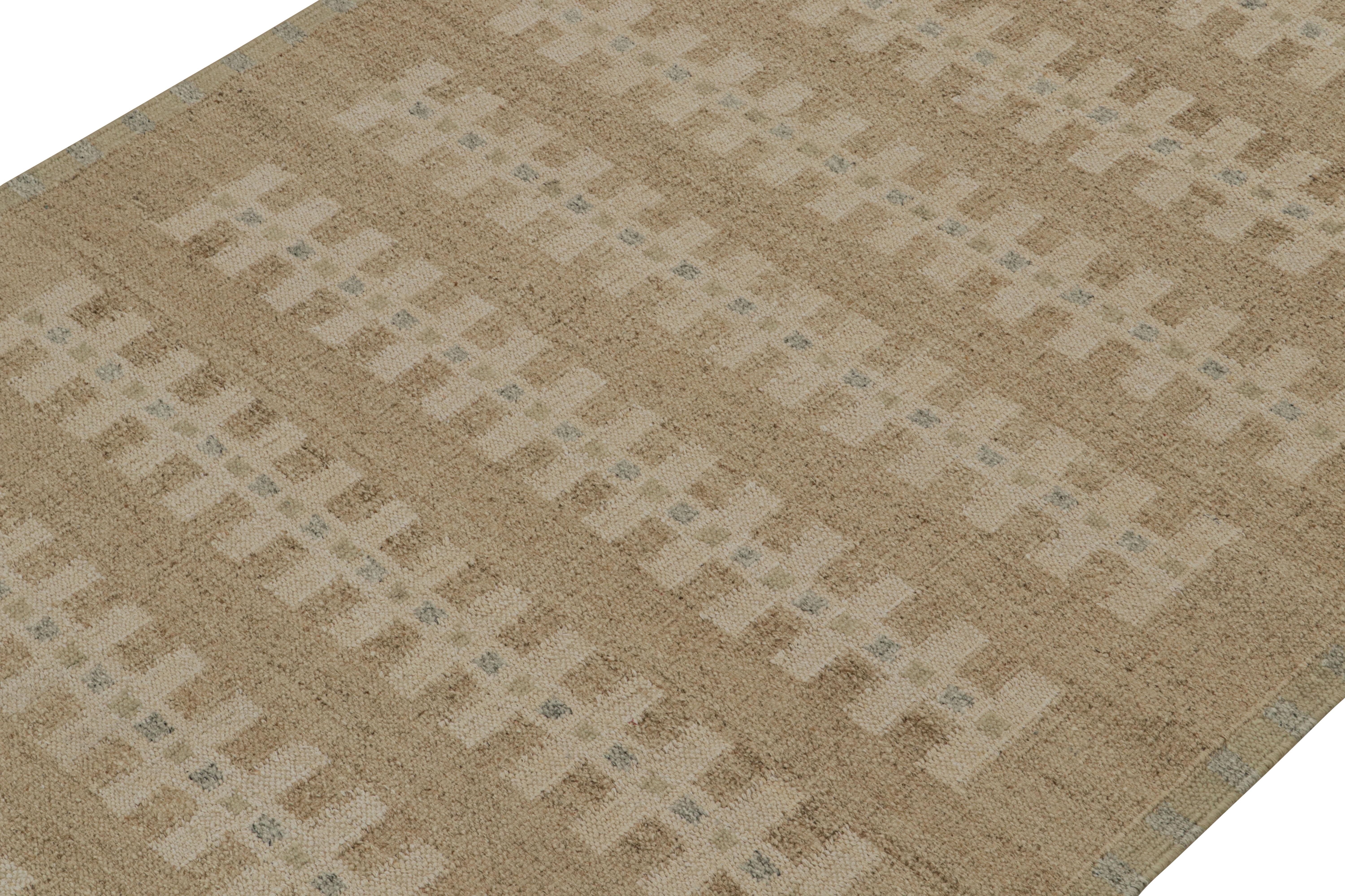 Indian Rug & Kilim’s Scandinavian Style Kilim Rug in Beige with Geometric Patterns For Sale