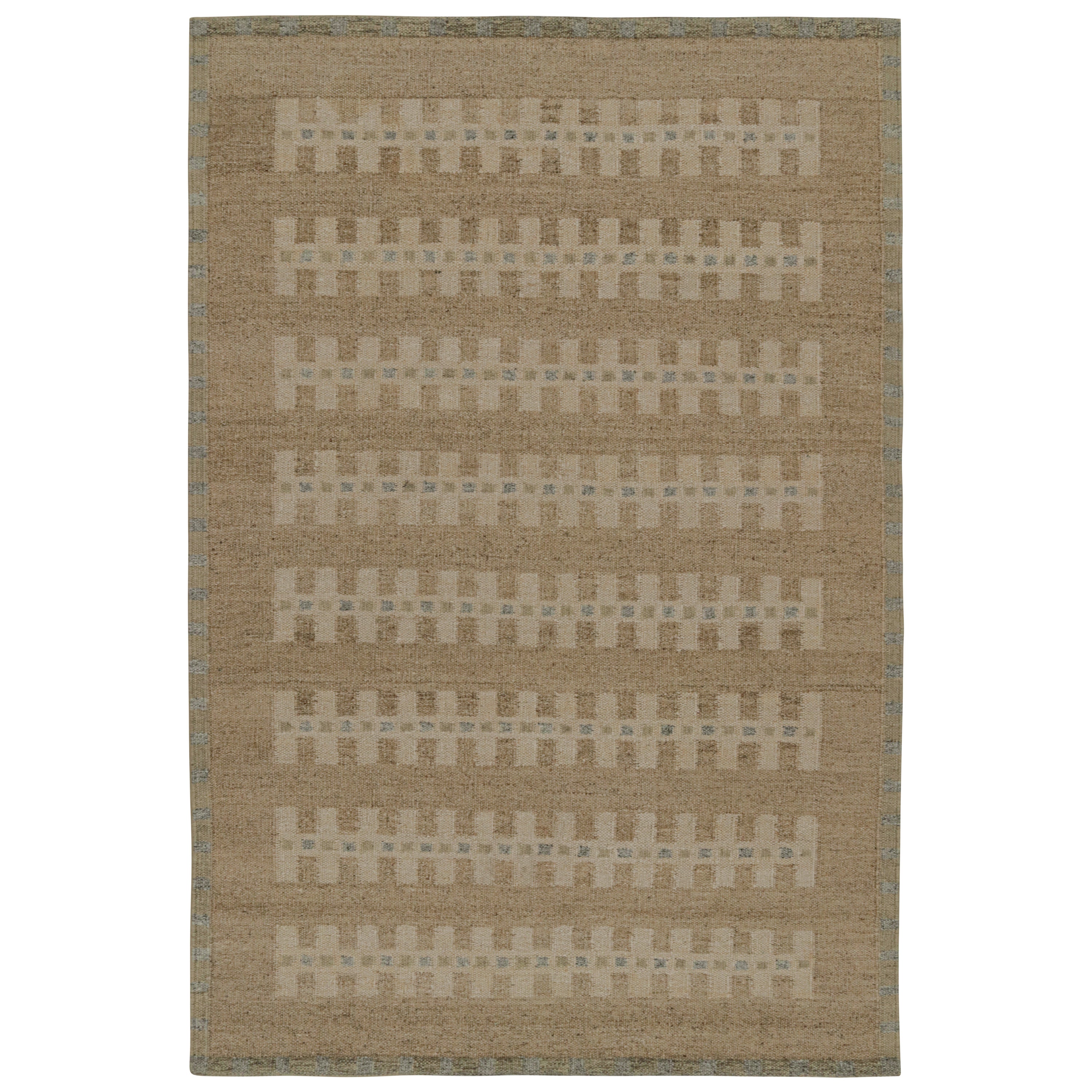 Rug & Kilim's skandinavischer Kilim-Teppich in Beige mit geometrischen Mustern