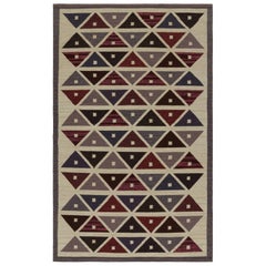 Rug & Kilim’s Scandinavian Style Kilim Rug, in Beige, with Geometric Patterns