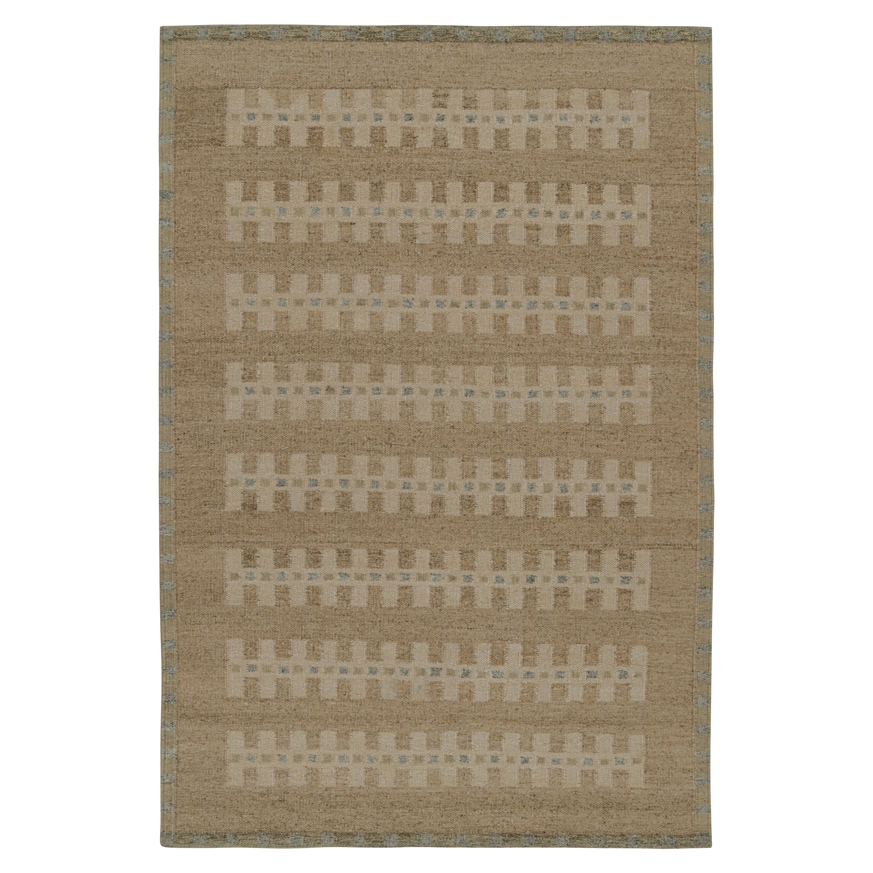 Rug & Kilim’s Scandinavian Style Kilim Rug in Beige with Geometric Patterns