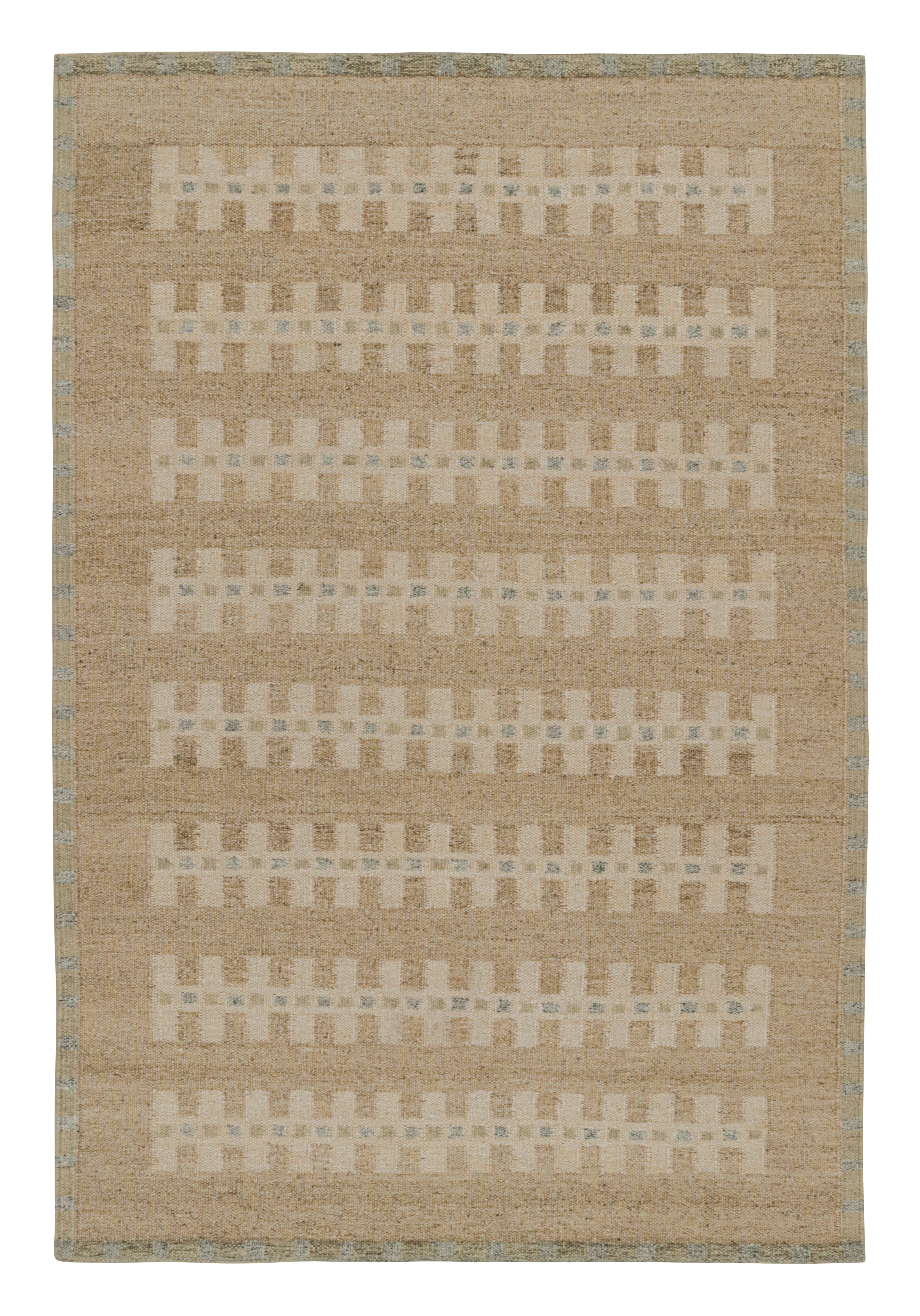 Rug & Kilim’s Scandinavian Style Kilim Rug in Beige with Geometric Patterns