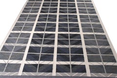 Rug & Kilim’s Scandinavian Style Kilim Rug in Blue and Gray Geometric Pattern