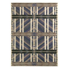 Rug & Kilims skandinavischer Kilim-Teppich in Blau Beige-Braun Geometrisches Muster