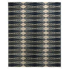 Rug & Kilim’s Scandinavian Style Kilim Rug in Blue Gray Geometric Pattern