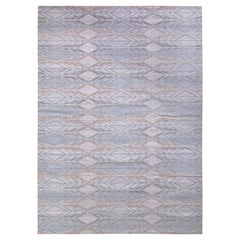 Rug & Kilim’s Scandinavian Style Kilim Rug in Blue Gray Geometric Pattern