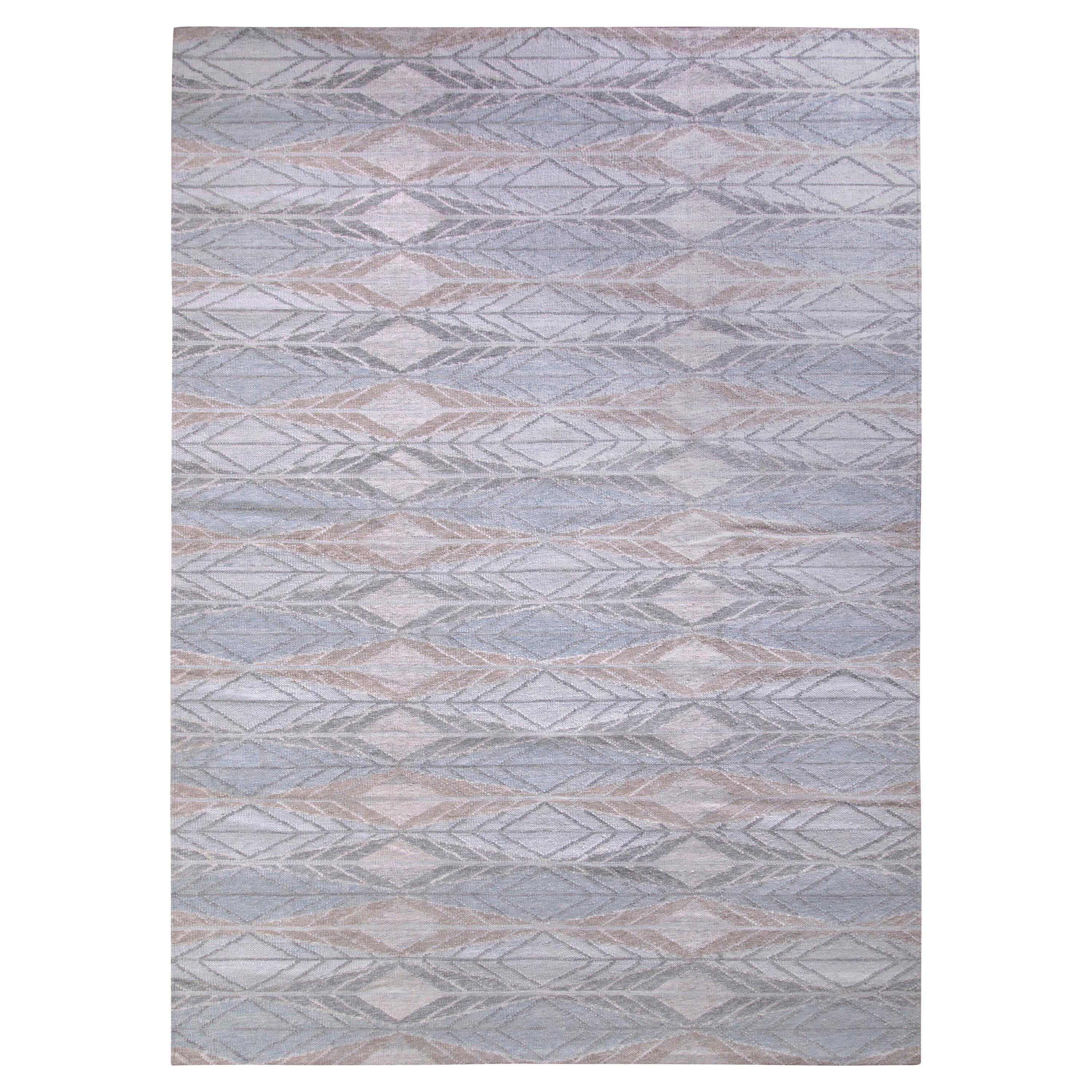 Rug 
Kilim
s Scandinavian Style Kilim Rug in Blue Gray Geometric Pattern (tapis de style scandinave à motif géométrique bleu-gris) en vente