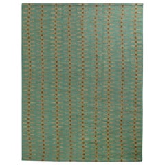 Rug & Kilim's Scandinavian Style Kilim Rug in Blue Green Striped Pattern (tapis de style scandinave à motifs rayés bleu et vert)