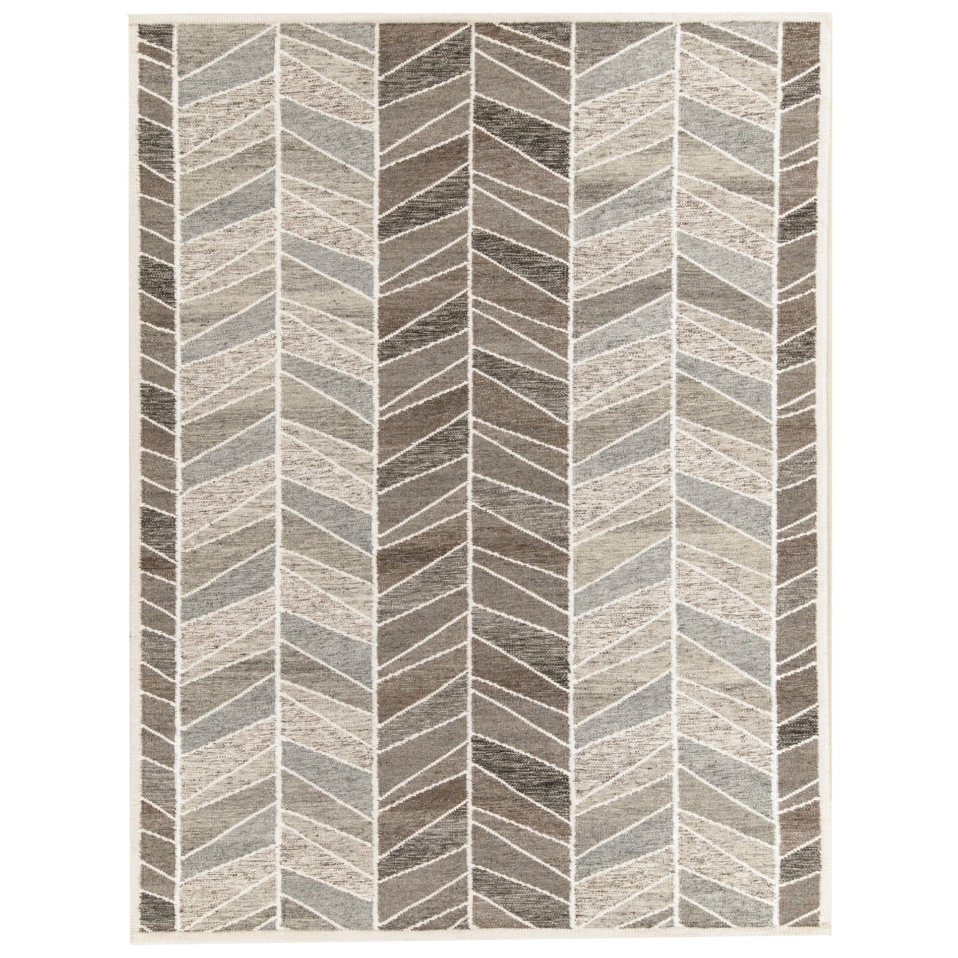 Tapis et tapis Kilim de style scandinave en marron et motif géométrique