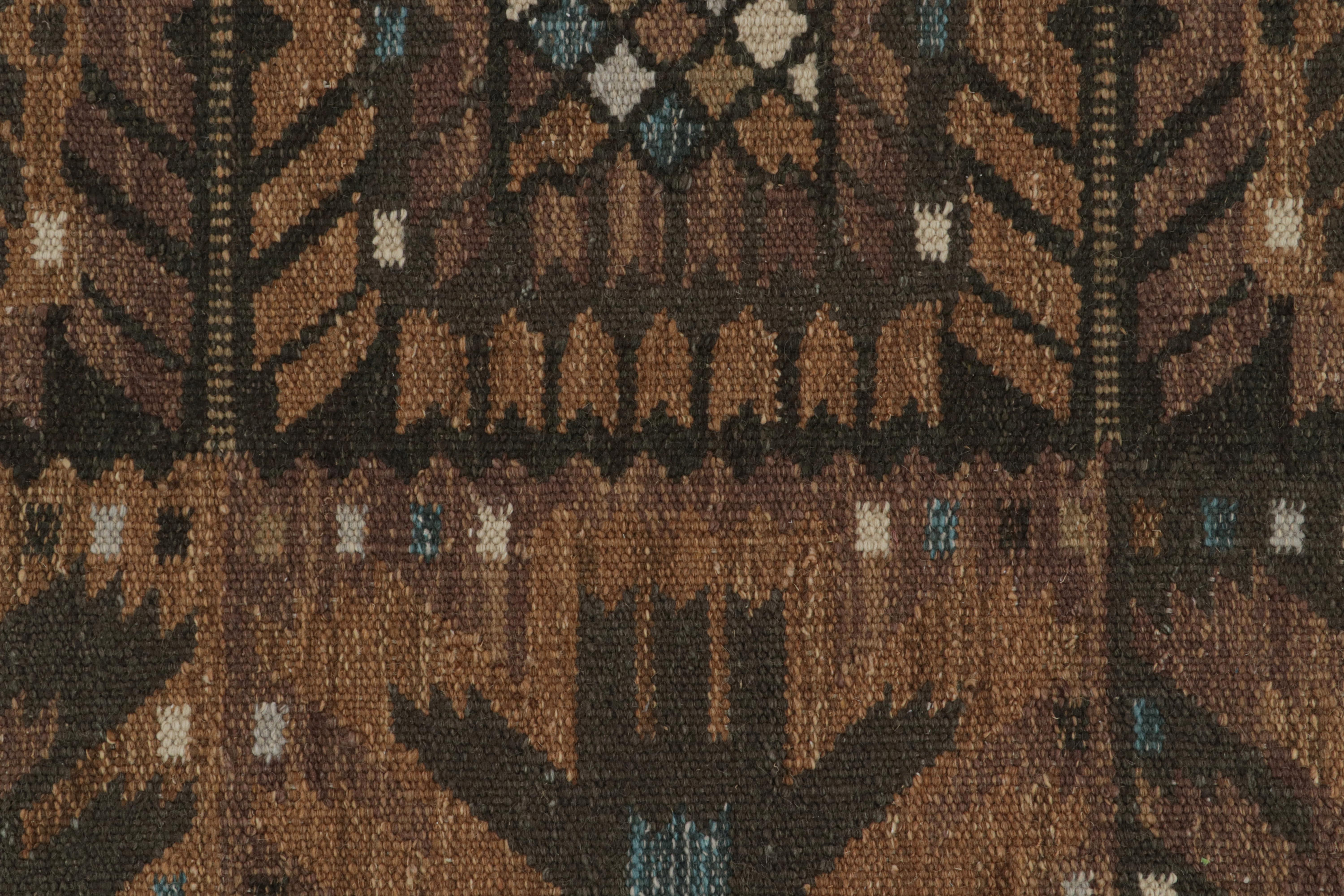 Rug & Kilim’s Scandinavian Style Kilim Rug in Brown & Black Patterns In New Condition For Sale In Long Island City, NY