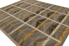 Rug & Kilim’s Scandinavian Style rug in Brown, Blue and Gold Patterns