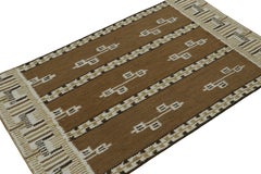 Rug & Kilim’s Scandinavian Style Kilim Rug in Brown with Geometric Patterns