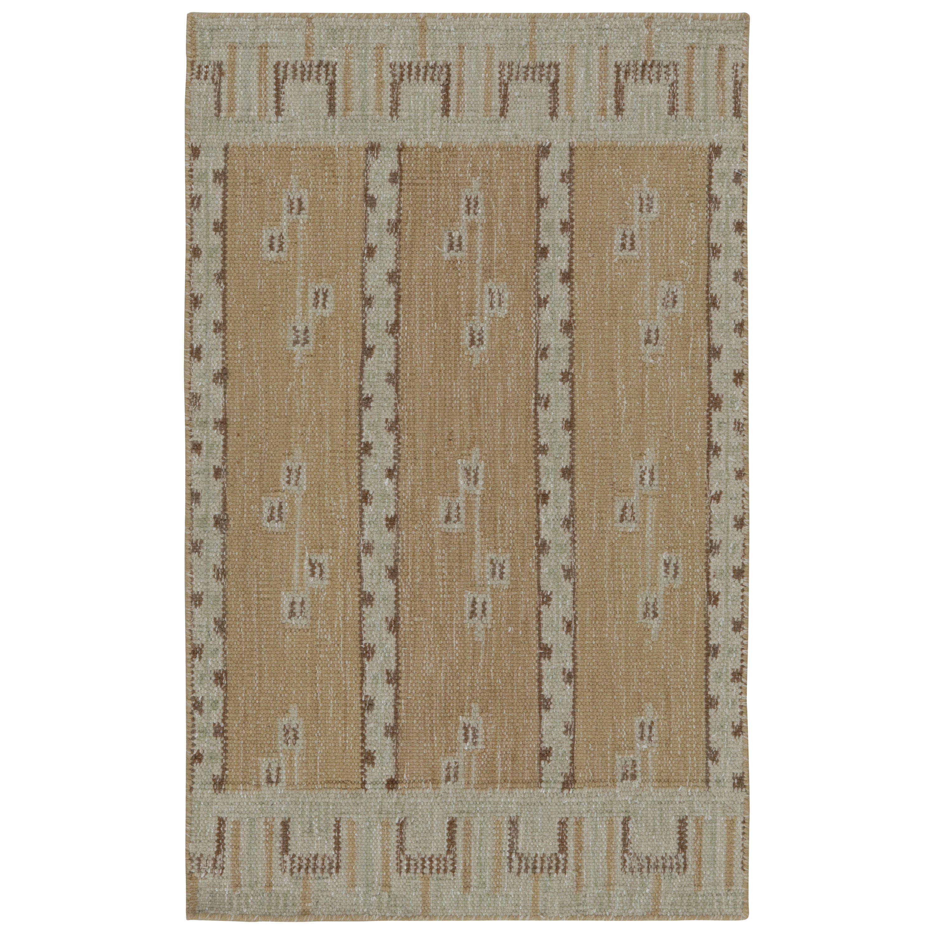 Rug & Kilim - Tappeto Kilim in stile scandinavo in marrone con motivi geometrici
