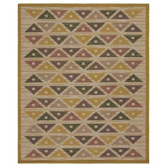 Tapis Kilim de style scandinave de Rug & Kilim à motifs géométriques or et Brown