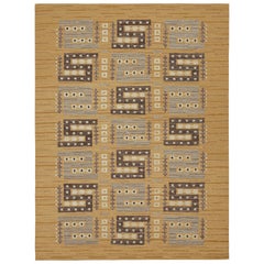 Rug & Kilim's Scandinavian Style Kilim Rug in Gold with Geometric Patterns (tapis de style scandinave à motifs géométriques)