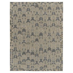 Teppich & Kilims skandinavischer Kelim-Teppich in Grau und Blau mit geometrischem Muster