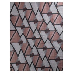 Rug & Kilim’s Scandinavian Style Kilim Rug in Gray and Pink Geometric Pattern