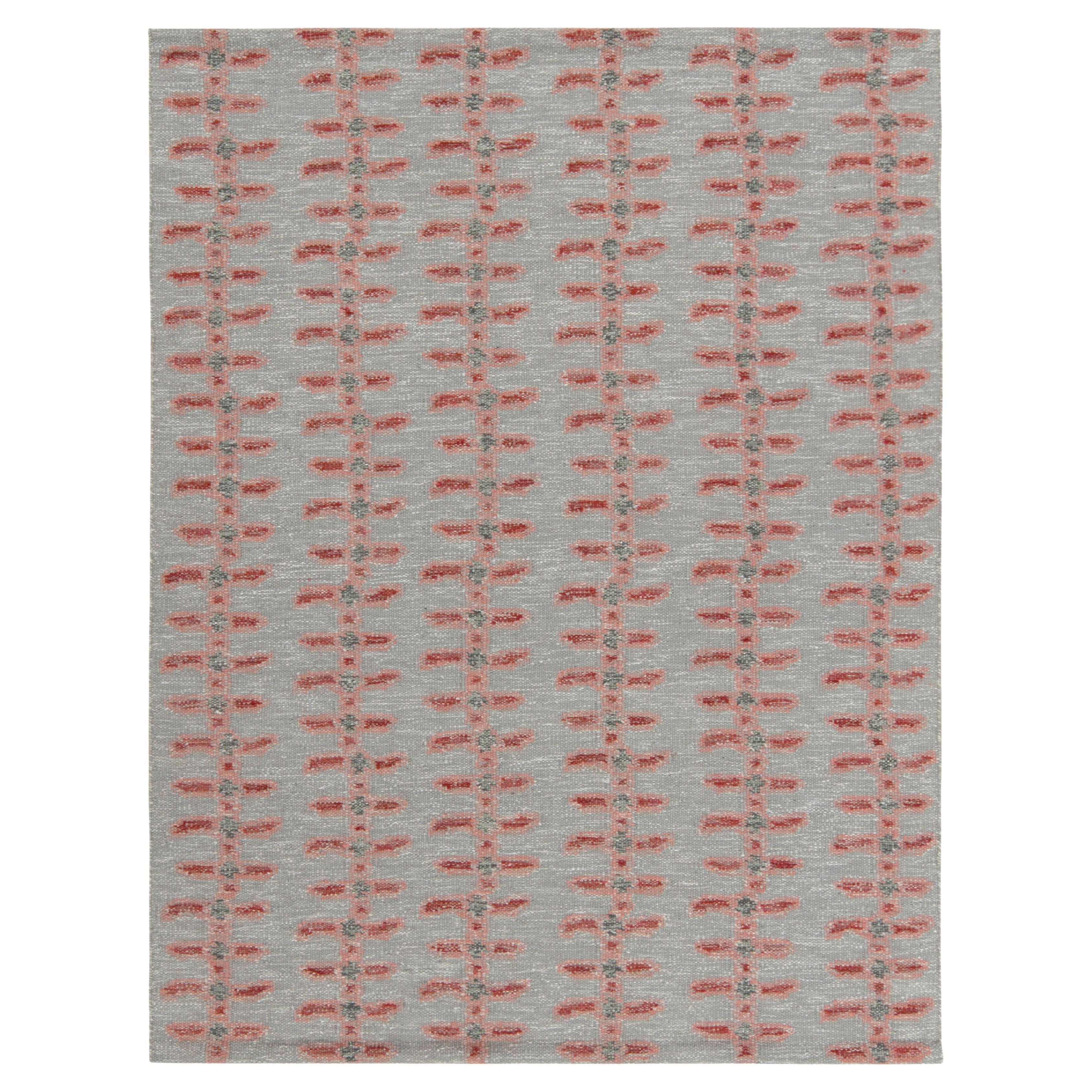 Teppich & Kelim Scandinavian Style Kelim-Teppich in Grau, Rot & Rosa 6x9