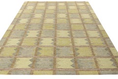 Rug & Kilim’s Scandinavian Style Kilim Rug in Green, Gray Geometric Pattern