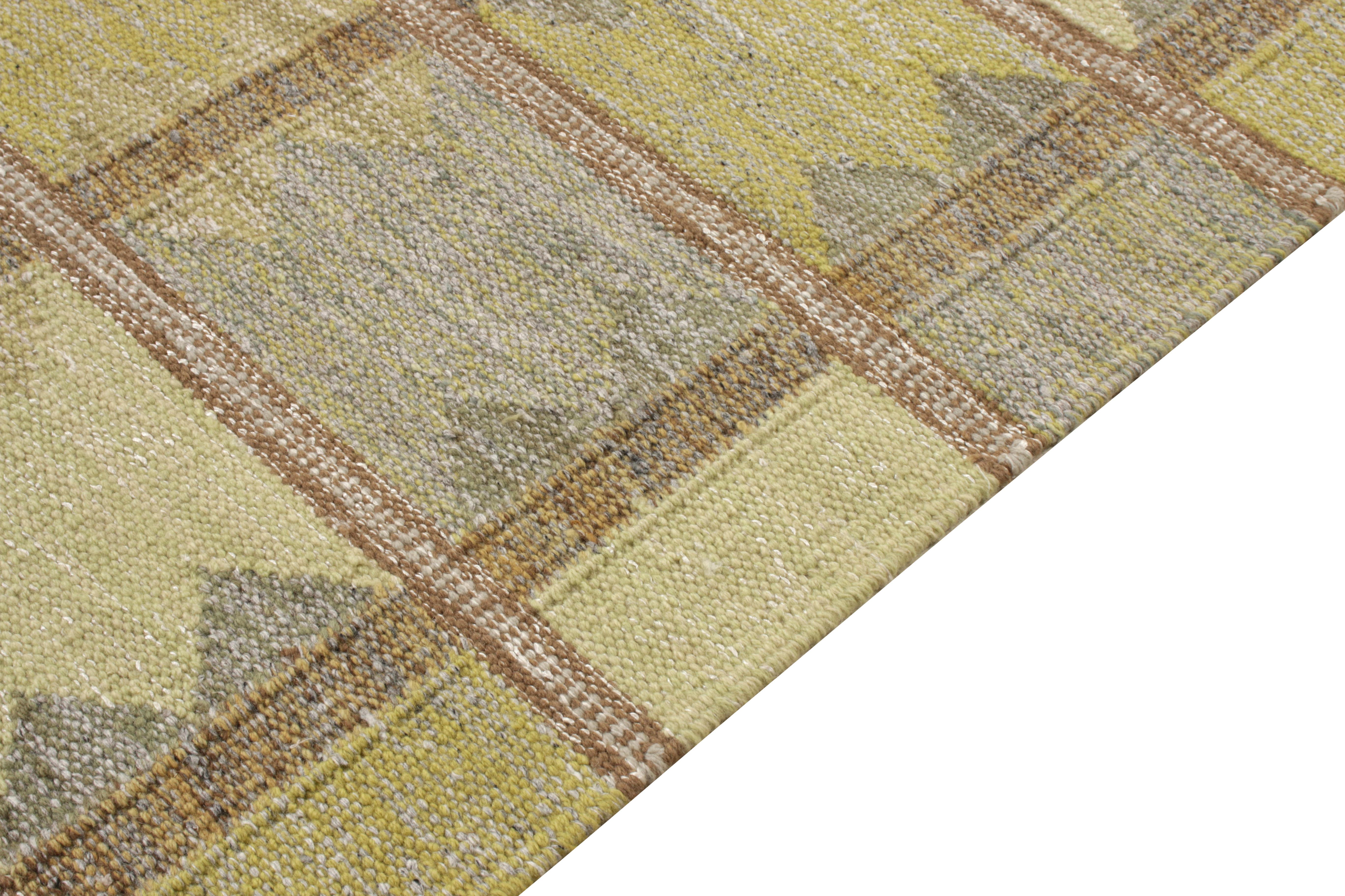 Alfombra Kilim de estilo escandinavo Rug & Kilim en verde y gris con dibujo geométrico Indio en venta