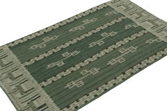 Rug & Kilim’s Scandinavian Style Kilim Rug in Green with Geometric Patterns