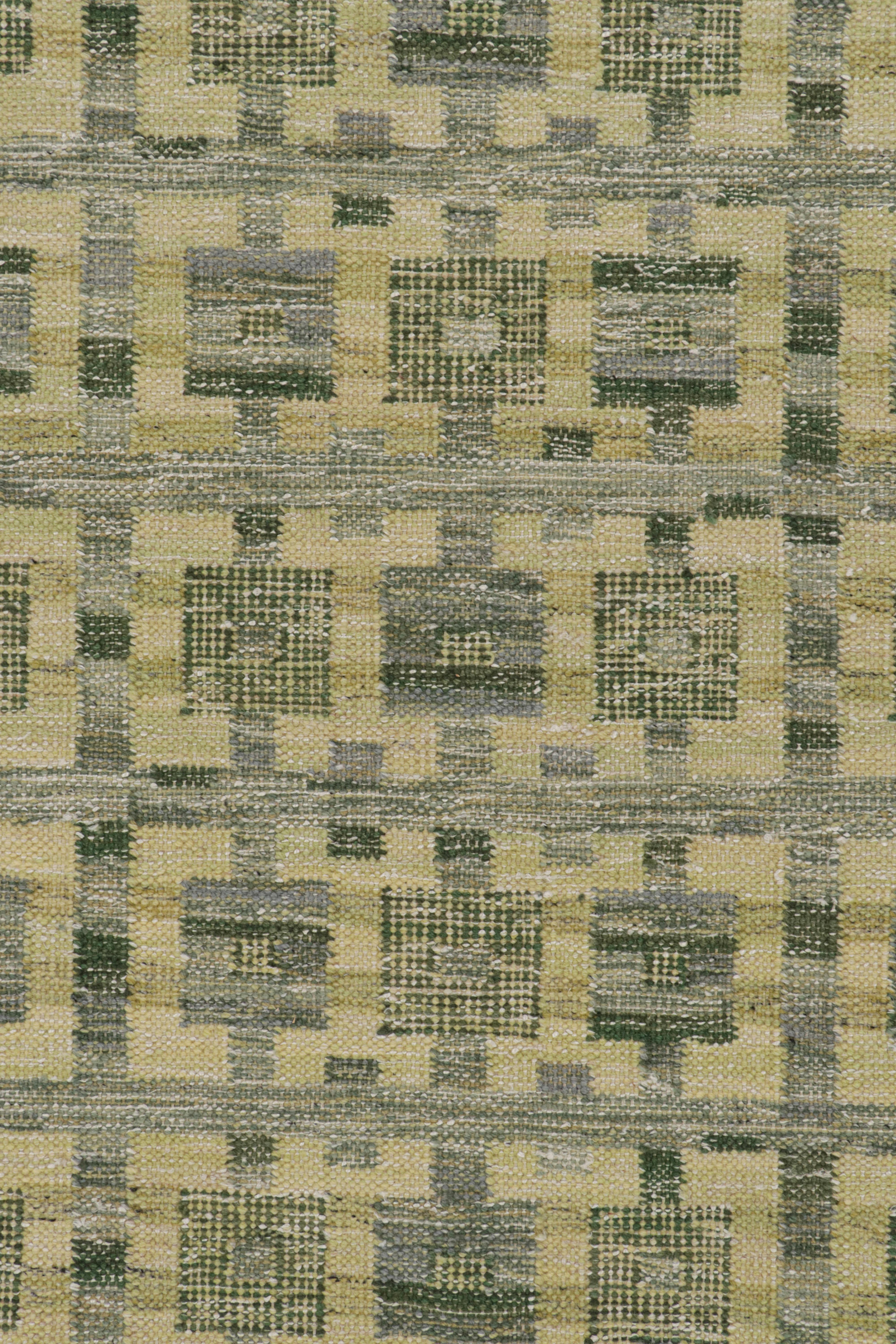 Rug & Kilim’s Scandinavian Style Kilim Rug in Green with Geometric Patterns In New Condition For Sale In Long Island City, NY
