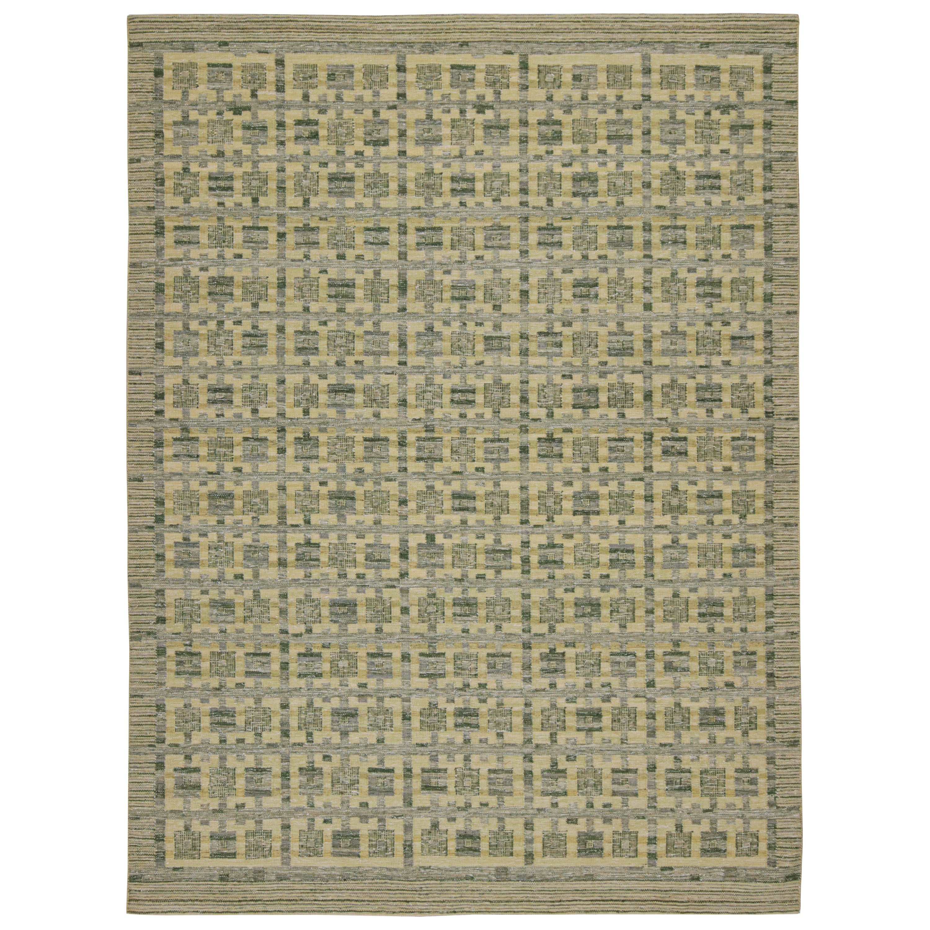 Rug & Kilim - Tappeto Kilim in stile scandinavo in verde con motivi geometrici