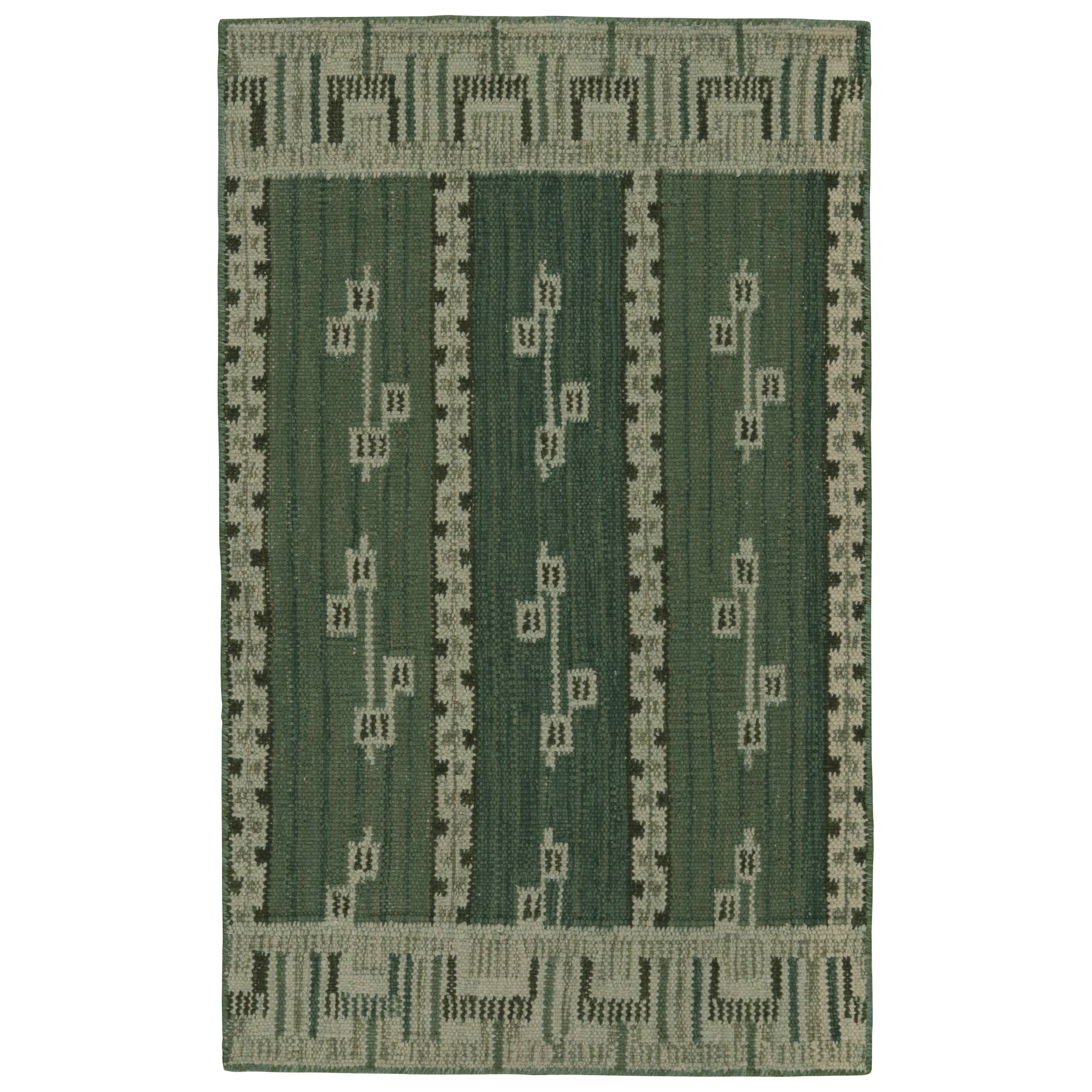 Rug & Kilim - Tappeto Kilim in stile scandinavo in verde con motivi geometrici